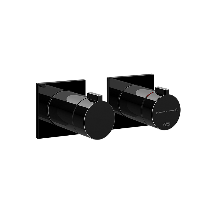 Gessi Inverso Rigato Thermostatic Shower Mixer - 73036 Bathroom Accessories GESSI Black Metal PVD