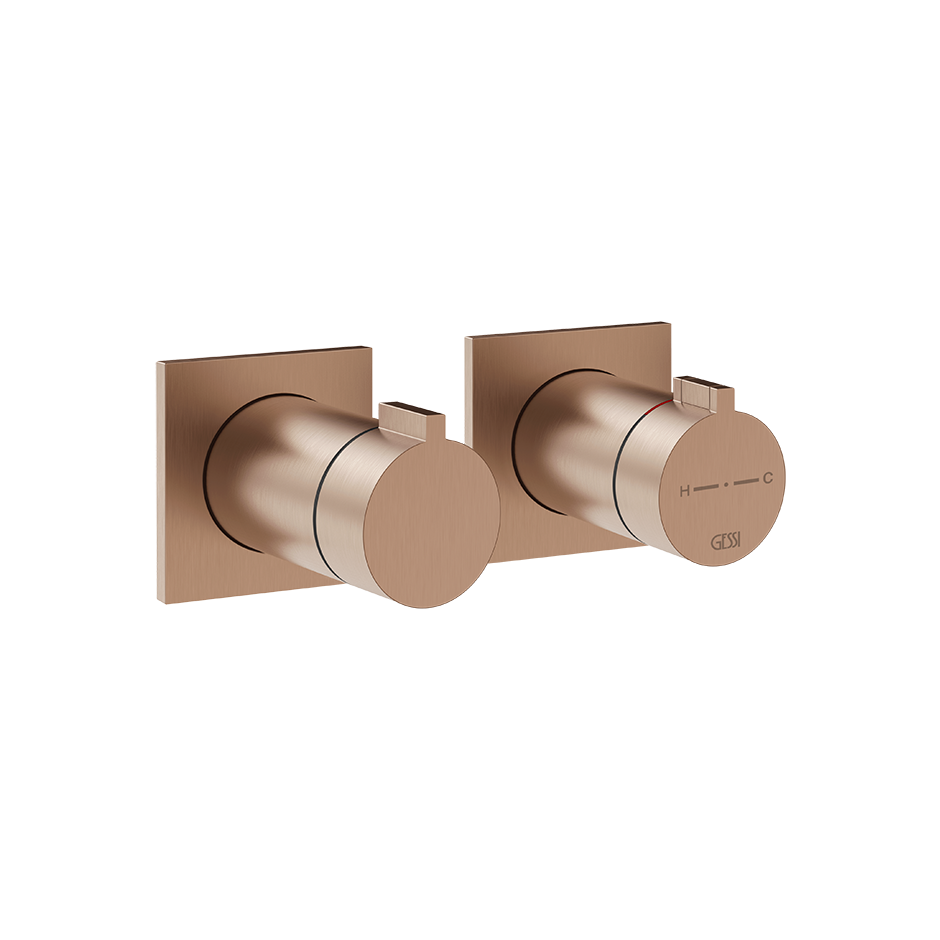 Gessi Inverso Rigato Thermostatic Shower Mixer - 73036 Bathroom Accessories GESSI Copper Brushed PVD
