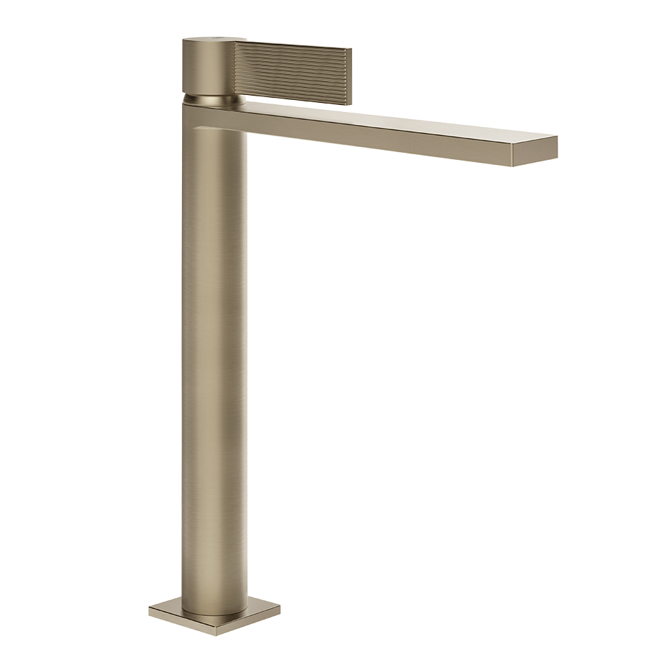 Gessi Inverso Rigato High Basin Mixer - 73504 Bathroom Accessories GESSI Finox Brushed Nickel
