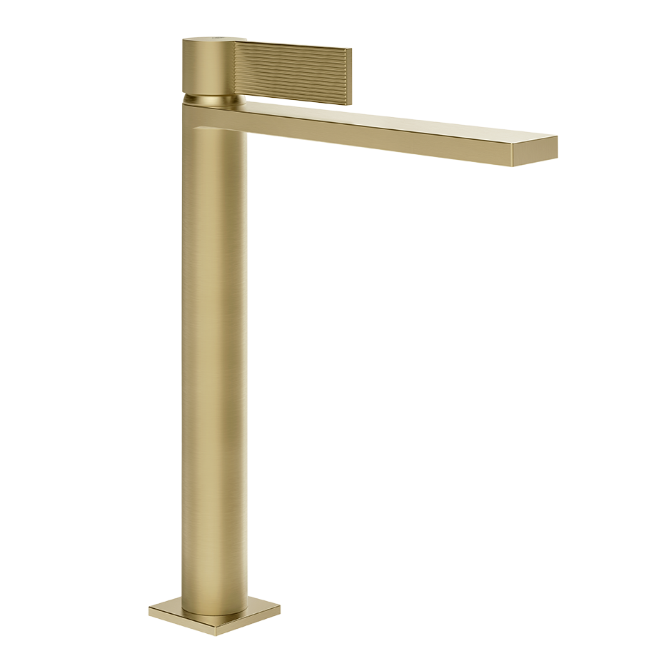 Gessi Inverso Rigato High Basin Mixer - 73504 Bathroom Accessories GESSI Brass Brushed PVD