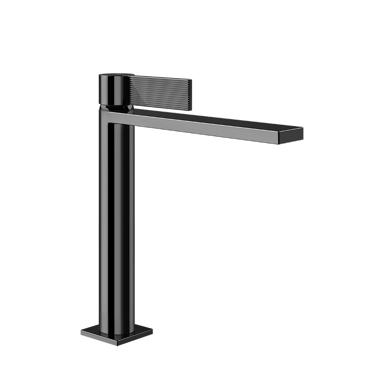 Gessi Inverso Rigato Medium Basin Mixer - 73506 Bathroom Accessories GESSI Black Metal PVD