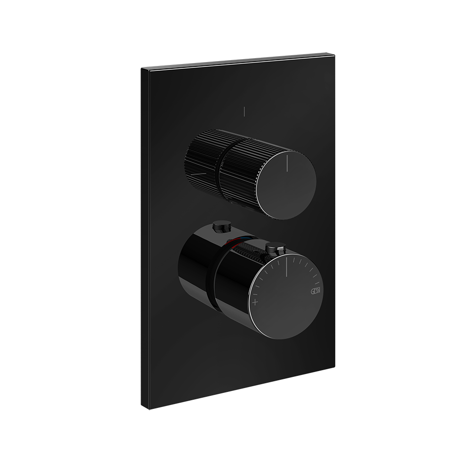 Gessi Inverso Rigato Thermostatic Mixer - 73533 Bathroom Accessories GESSI Black Metal PVD