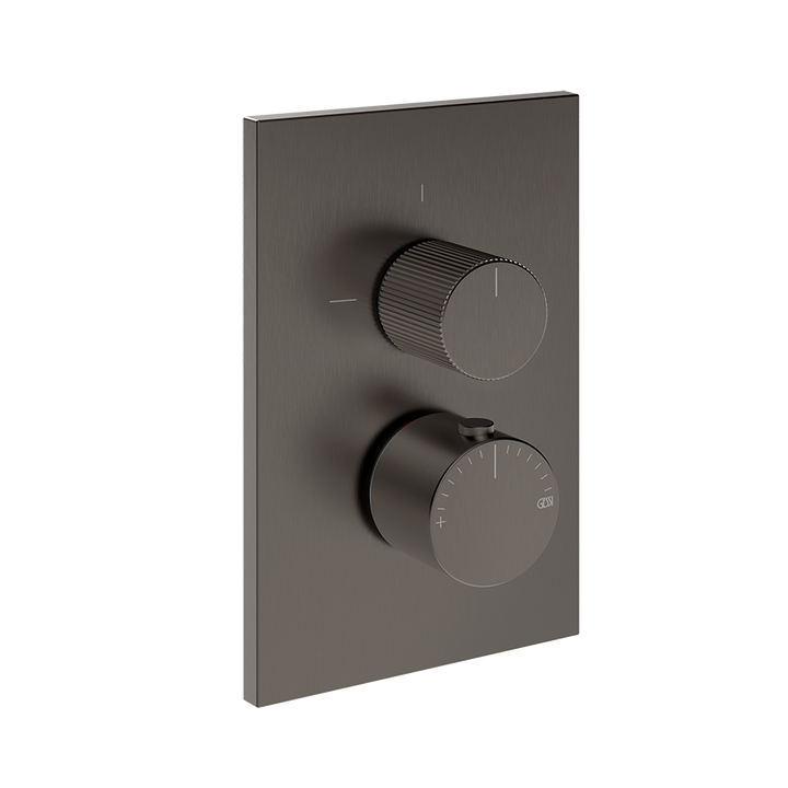 Gessi Inverso Rigato Thermostatic Mixer - 73533 Bathroom Accessories GESSI Black Metal Brushed PVD