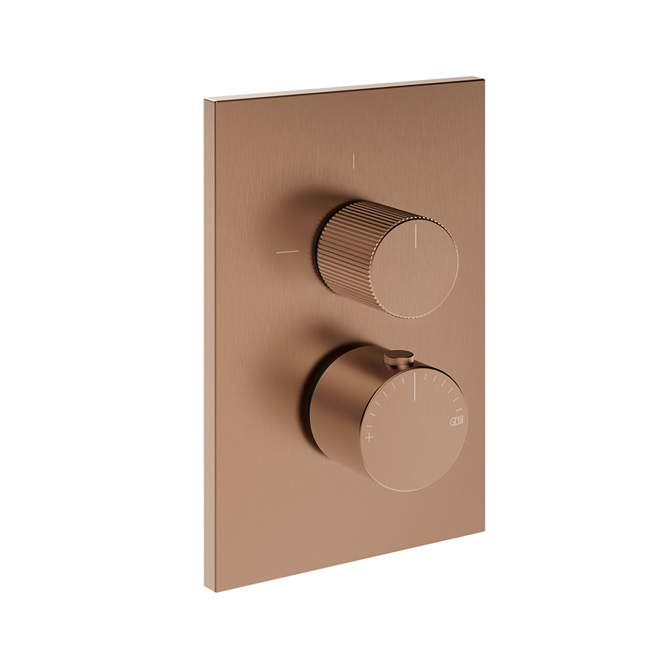 Gessi Inverso Rigato Thermostatic Mixer - 73535 Bathroom Accessories GESSI Copper Brushed PVD