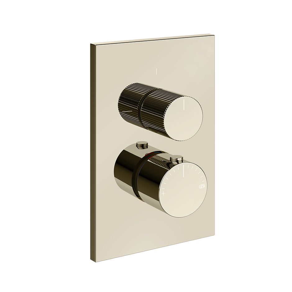 Gessi Inverso Rigato Thermostatic Mixer - 73535 Bathroom Accessories GESSI Nickel PVD
