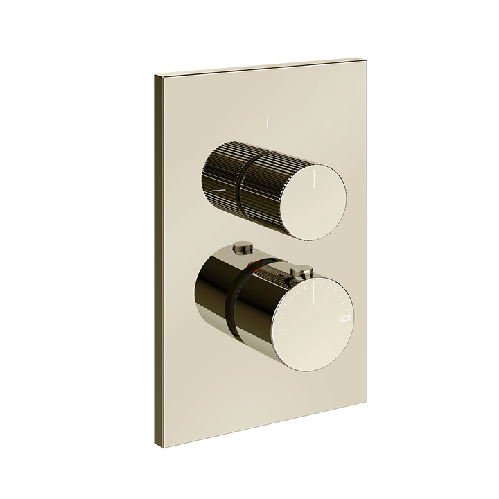 Gessi Inverso Rigato Thermostatic Mixer - 73535 Bathroom Accessories GESSI Nickel PVD