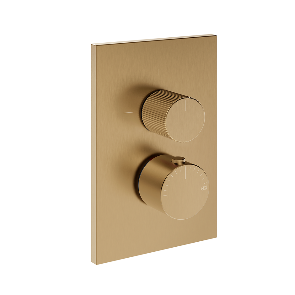 Gessi Inverso Rigato Thermostatic Mixer - 73535 Bathroom Accessories GESSI Warm Bronze Brushed PVD