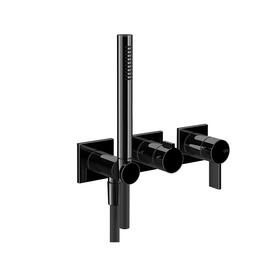 Gessi Inverso Rigato Shower Mixer - 73536 Bathroom Accessories GESSI Black Metal PVD
