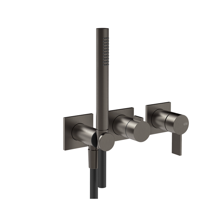Gessi Inverso Rigato Shower Mixer - 73536 Bathroom Accessories GESSI Black Metal Brushed PVD