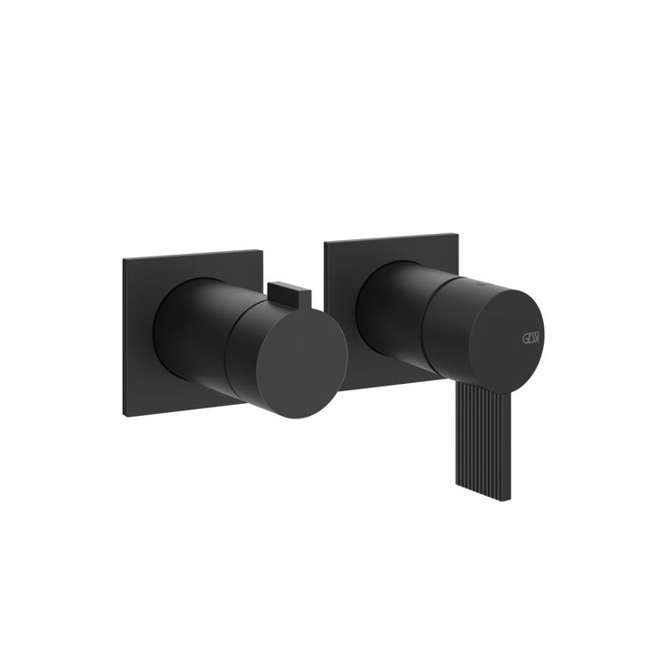 Gessi Inverso Rigato Wall-Mounted Shower Mixer - 73538 Bathroom Accessories GESSI Matte Black