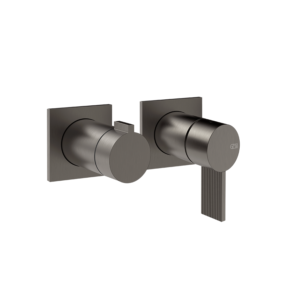 Gessi Inverso Rigato Wall-Mounted Shower Mixer - 73538 Bathroom Accessories GESSI Black Metal Brushed PVD