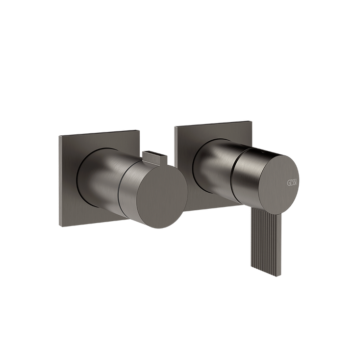 Gessi Inverso Rigato Wall-Mounted Shower Mixer - 73538 Bathroom Accessories GESSI Black Metal Brushed PVD