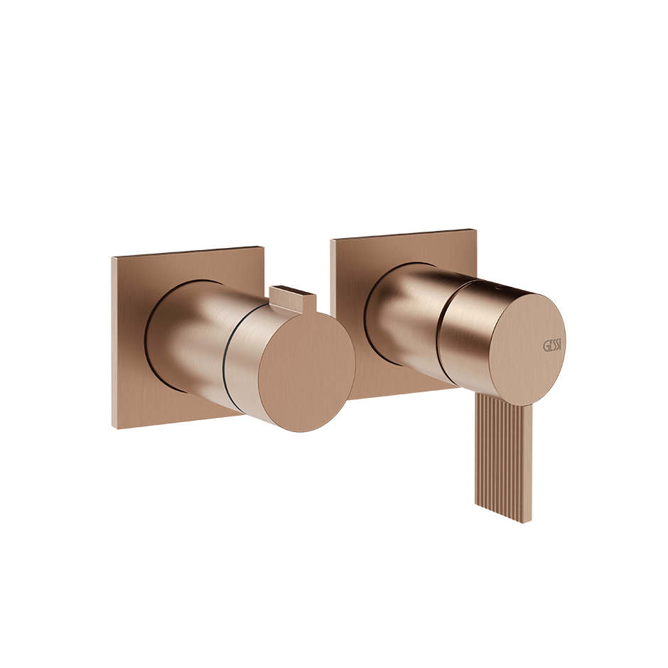 Gessi Inverso Rigato Wall-Mounted Shower Mixer - 73538 Bathroom Accessories GESSI Copper Brushed PVD