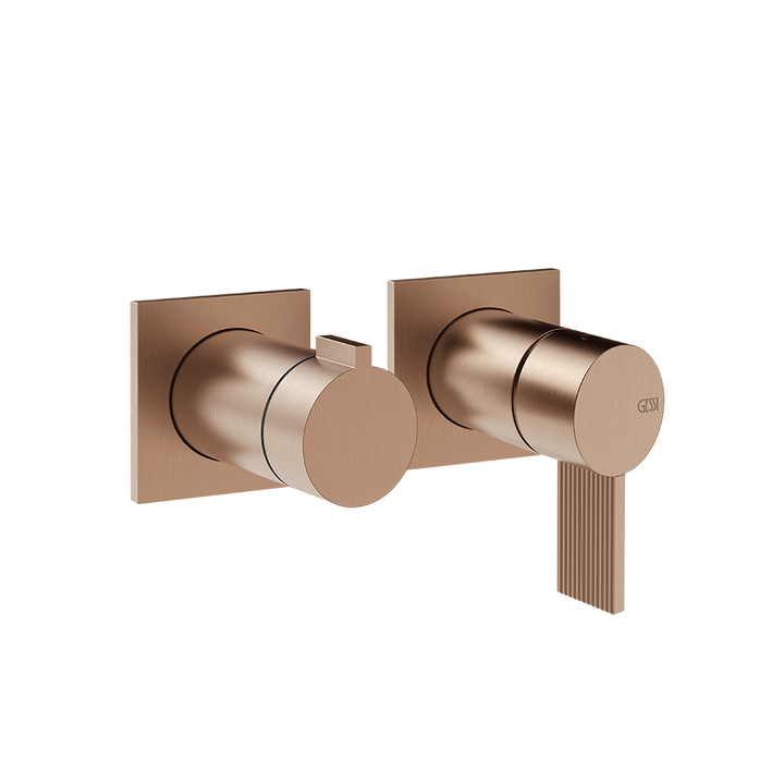 Gessi Inverso Rigato Wall-Mounted Shower Mixer - 73538 Bathroom Accessories GESSI Copper Brushed PVD