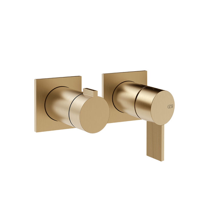 Gessi Inverso Rigato Wall-Mounted Shower Mixer - 73538 Bathroom Accessories GESSI Warm Bronze Brushed PVD