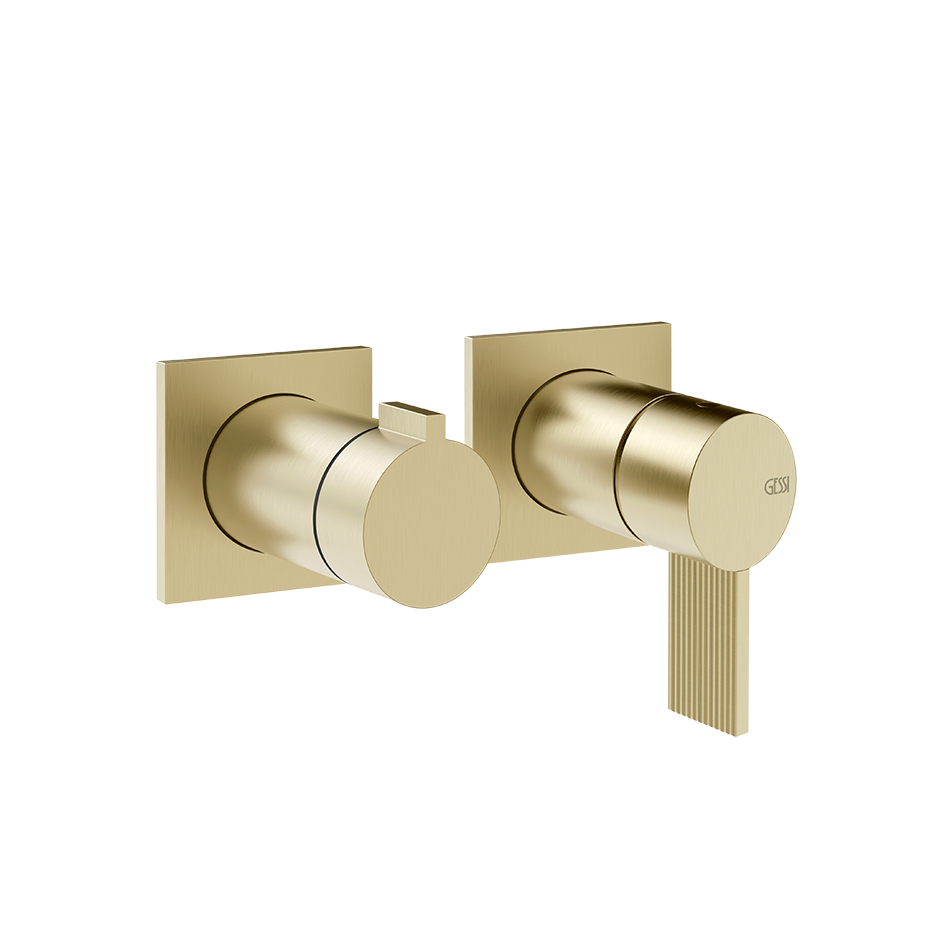 Gessi Inverso Rigato Wall-Mounted Shower Mixer - 73538 Bathroom Accessories GESSI Brass Brushed PVD