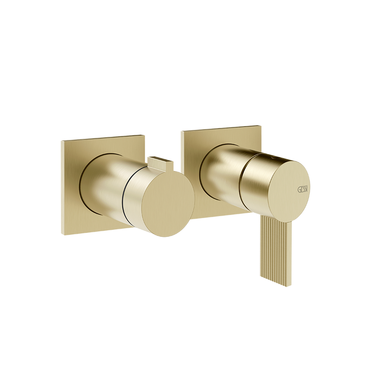 Gessi Inverso Rigato Wall-Mounted Shower Mixer - 73538 Bathroom Accessories GESSI Brass Brushed PVD