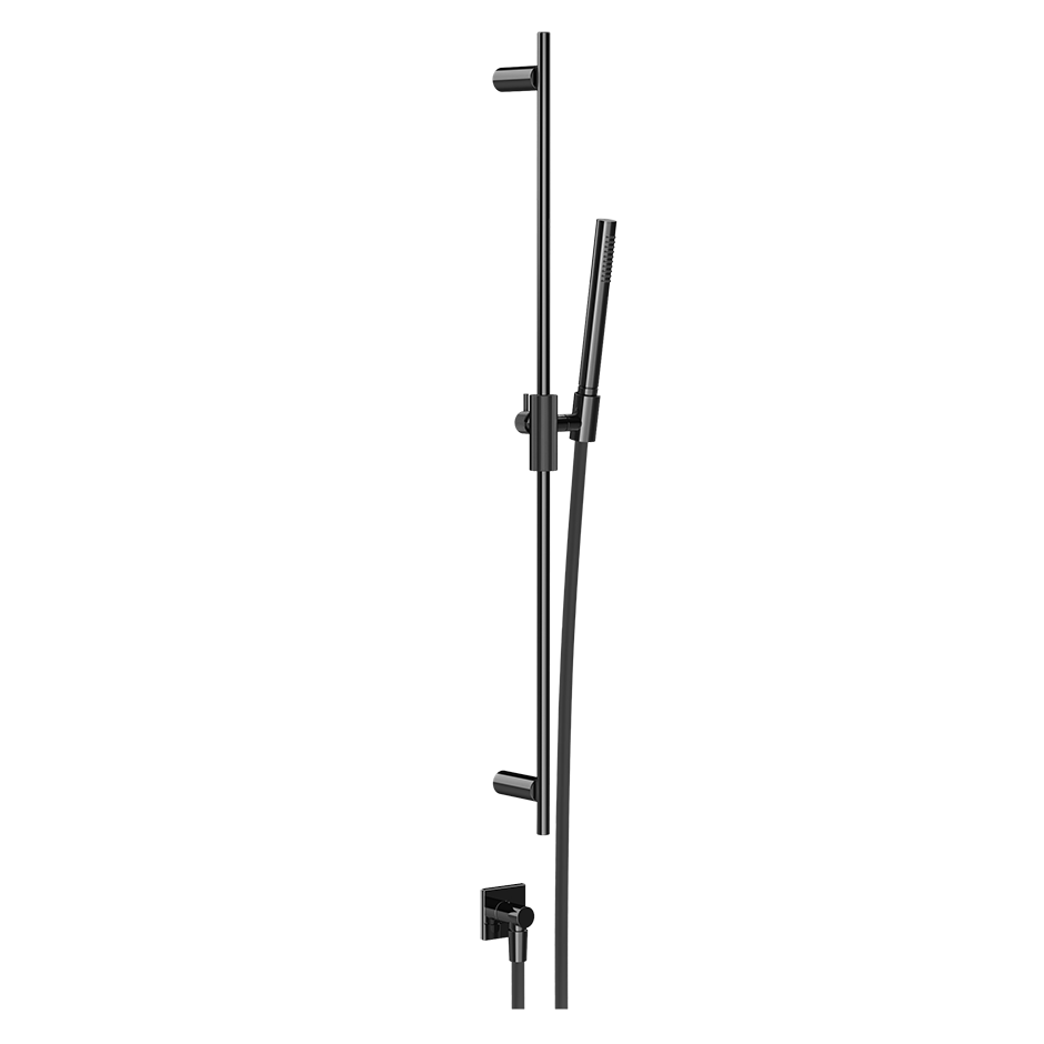 Gessi Inverso Rigato Sliding Rail with Water Outlet and Hand Shower - 73541 Bathroom Accessories GESSI Black Metal PVD