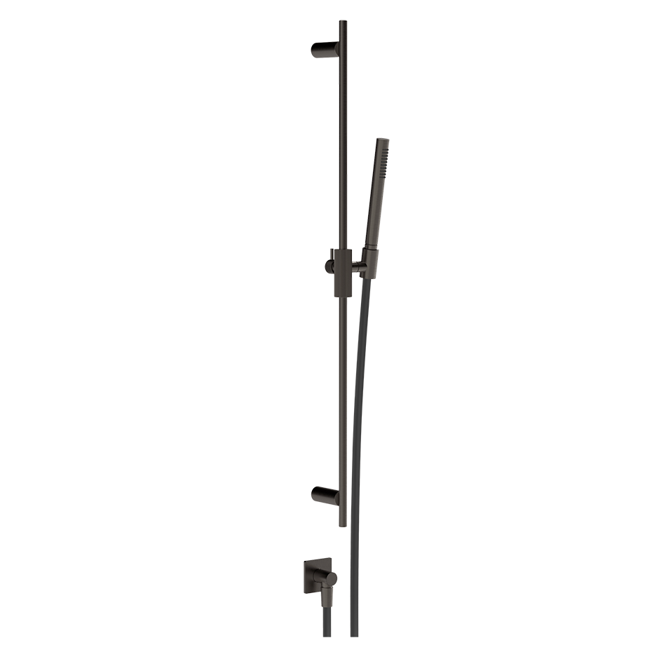 Gessi Inverso Rigato Sliding Rail with Water Outlet and Hand Shower - 73541 Bathroom Accessories GESSI Black Metal Brushed PVD