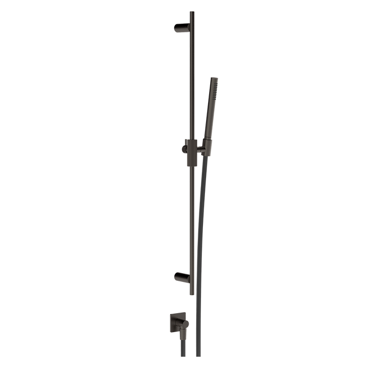 Gessi Inverso Rigato Sliding Rail with Water Outlet and Hand Shower - 73541 Bathroom Accessories GESSI Black Metal Brushed PVD