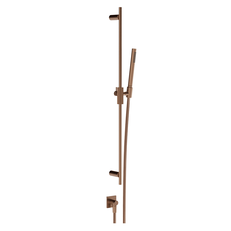 Gessi Inverso Rigato Sliding Rail with Water Outlet and Hand Shower - 73541 Bathroom Accessories GESSI Copper Brushed PVD