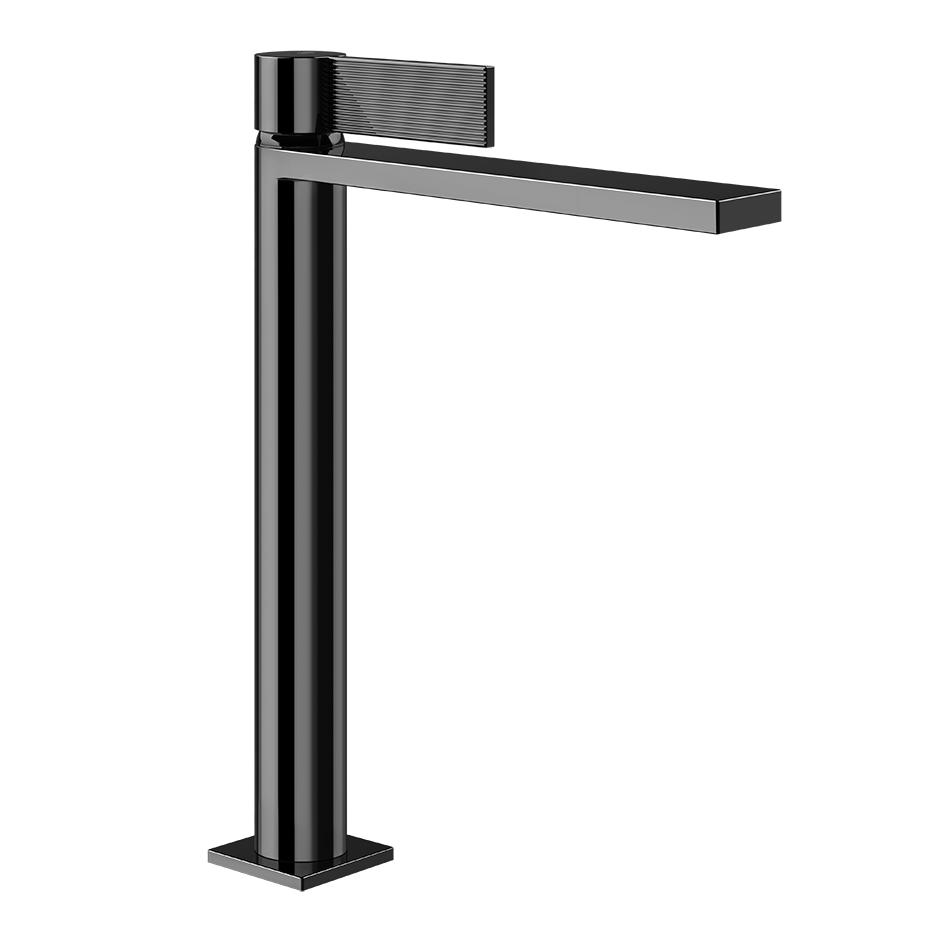 Gessi Inverso Rigato High Basin Mixer - 73553 Bathroom Accessories GESSI Black Metal PVD
