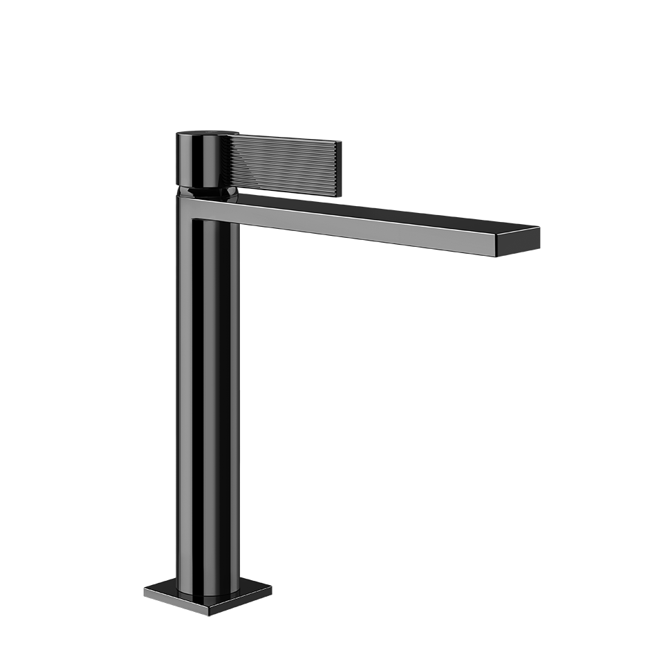 Gessi Inverso Rigato Medium Basin Mixer - 73555 Bathroom Accessories GESSI Black Metal PVD