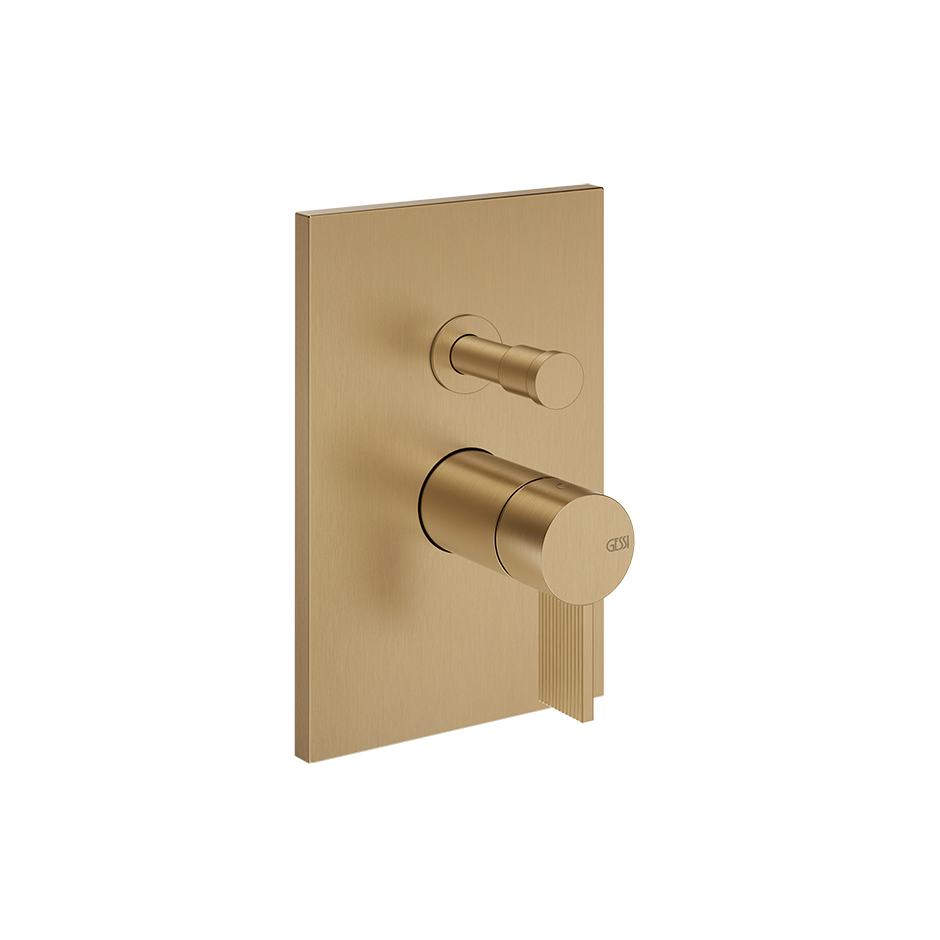 Gessi Inverso Rigato 2-Way Wall-Mounted Mixer - 73579 Bathroom Accessories GESSI Warm Bronze Brushed PVD