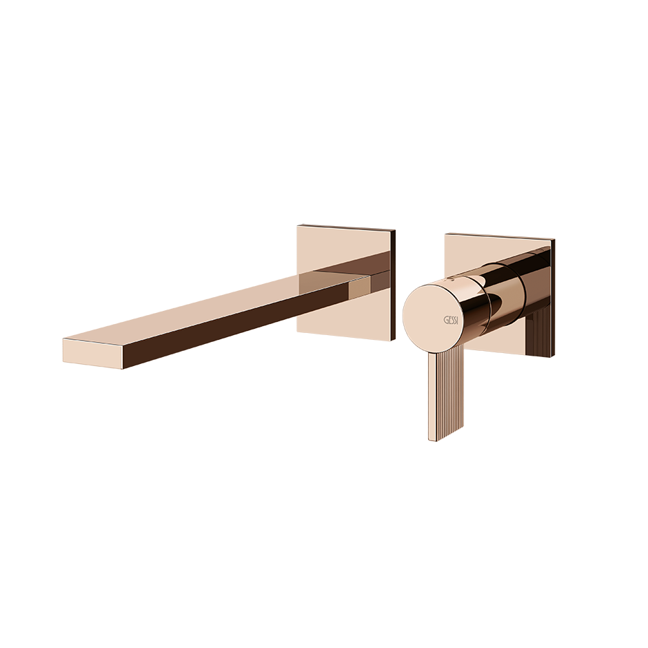 Gessi Inverso Rigato Wall-Mounted Basin Mixer - 73588 Bathroom Accessories GESSI Copper PVD