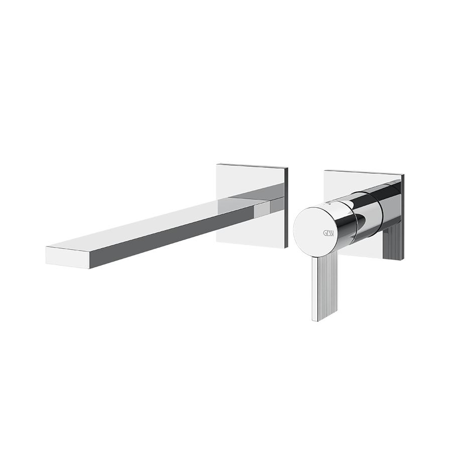 Gessi Inverso Rigato Wall-Mounted Basin Mixer - 73588 Bathroom Accessories GESSI Chrome