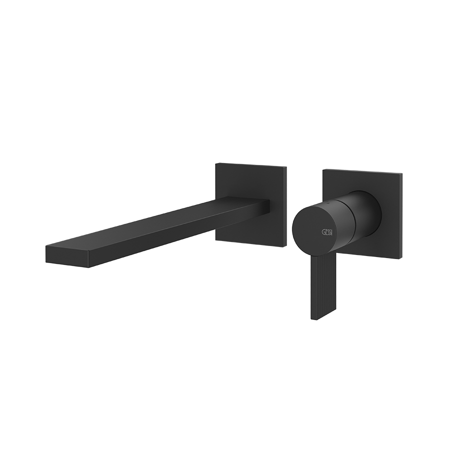Gessi Inverso Rigato Wall-Mounted Basin Mixer - 73588 Bathroom Accessories GESSI Matte Black
