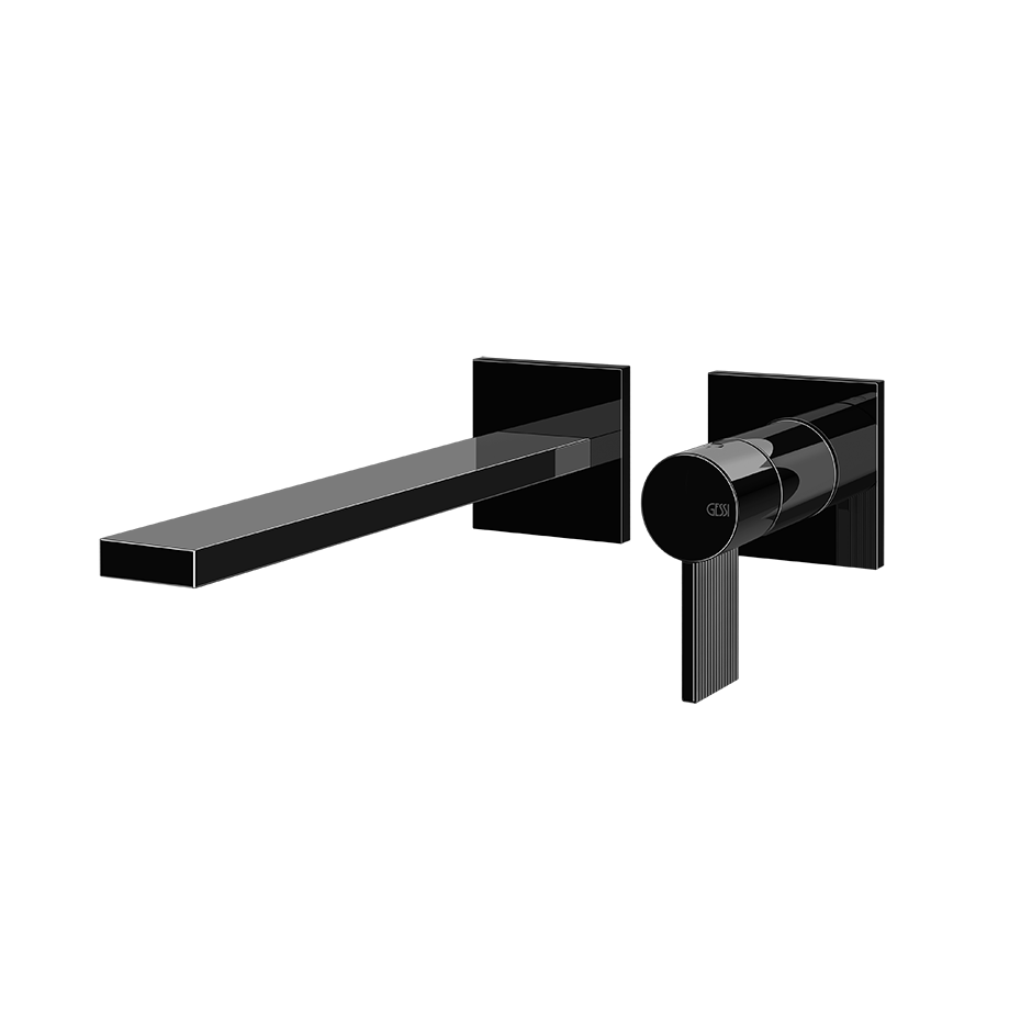 Gessi Inverso Rigato Wall-Mounted Basin Mixer - 73588 Bathroom Accessories GESSI Black Metal PVD