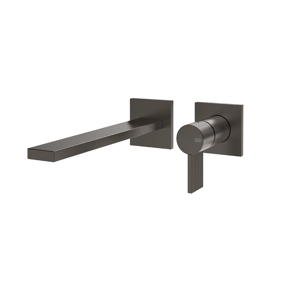 Gessi Inverso Rigato Wall-Mounted Basin Mixer - 73588 Bathroom Accessories GESSI Black Metal Br. PVD