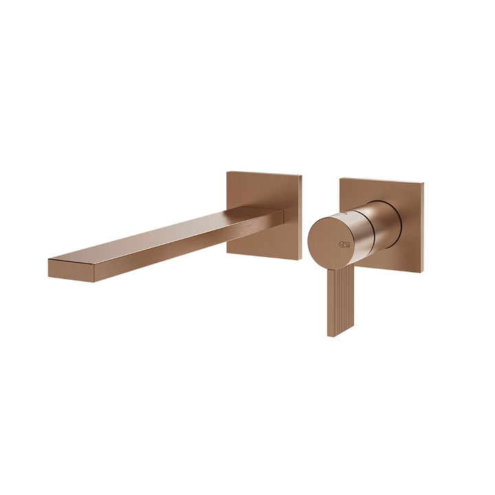 Gessi Inverso Rigato Wall-Mounted Basin Mixer - 73588 Bathroom Accessories GESSI Copper Brushed PVD