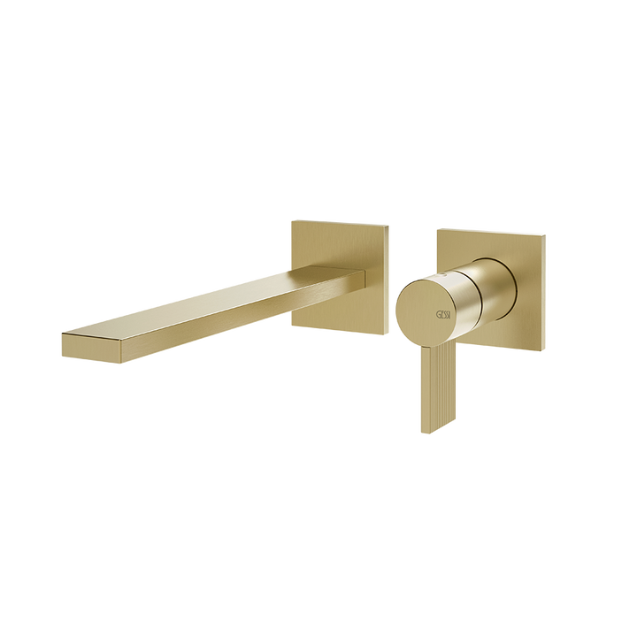 Gessi Inverso Rigato Wall-Mounted Basin Mixer - 73588 Bathroom Accessories GESSI Brass Brushed PVD
