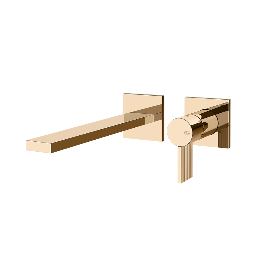 Gessi Inverso Rigato Wall-Mounted Basin Mixer - 73588 Bathroom Accessories GESSI Warm Bronze PVD