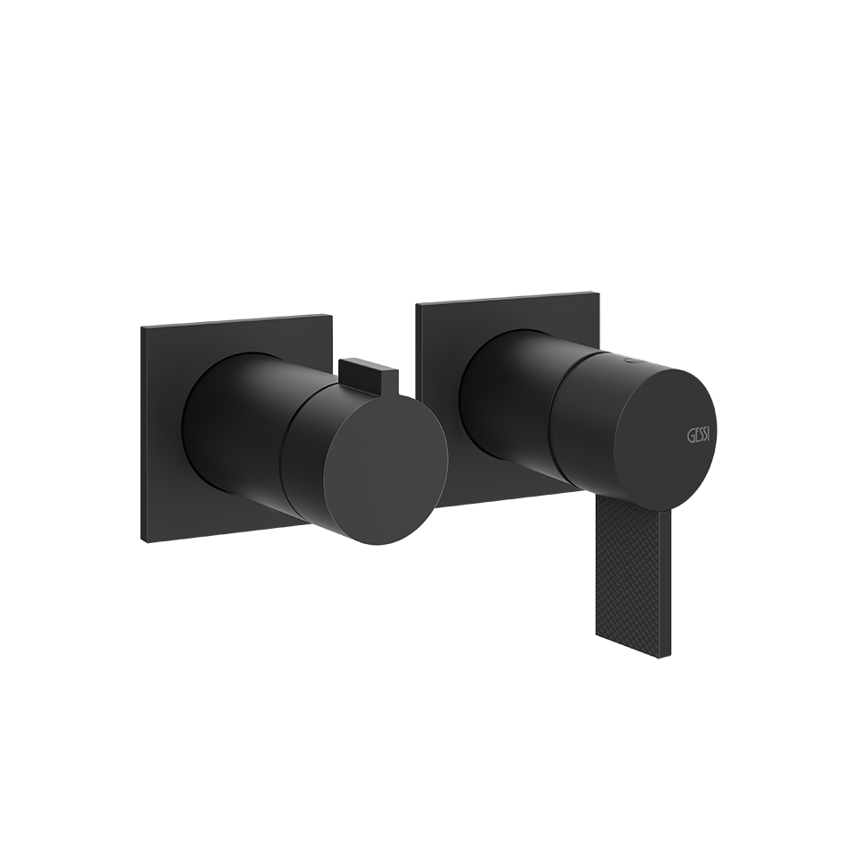 Gessi Inverso Diamantato Wall-Mounted Two-Ways Shower Mixer - 73638 Bathroom Accessories GESSI Matte Black