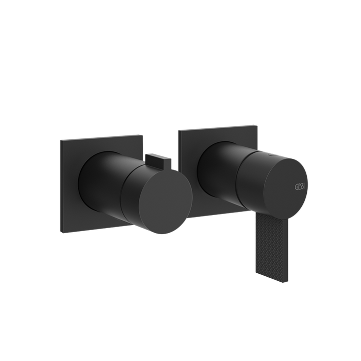 Gessi Inverso Diamantato Wall-Mounted Two-Ways Shower Mixer - 73638 Bathroom Accessories GESSI Matte Black