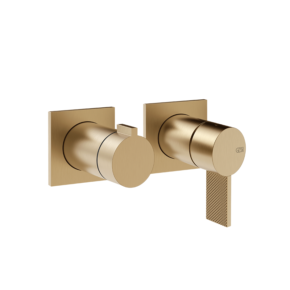 Gessi Inverso Diamantato Wall-Mounted Two-Ways Shower Mixer - 73638 Bathroom Accessories GESSI Warm Bronze Brushed PVD