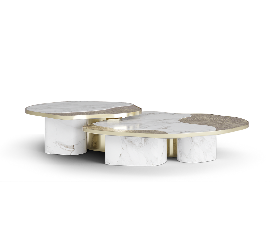 ophelia calacatta marble and gold center table Coffee Tables Boca Do Lobo calacatta marble and gold