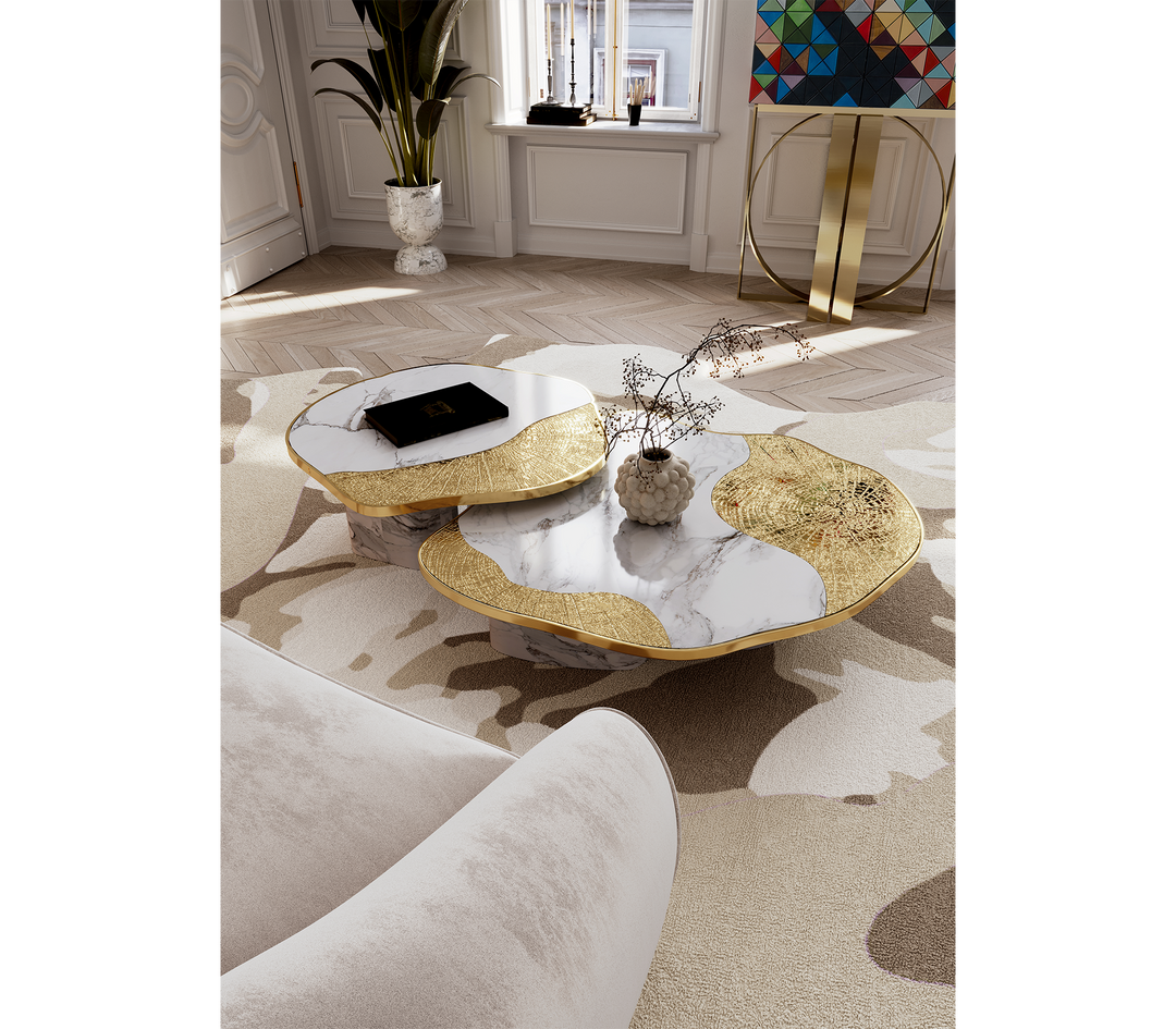 ophelia calacatta marble and gold center table Coffee Tables Boca Do Lobo