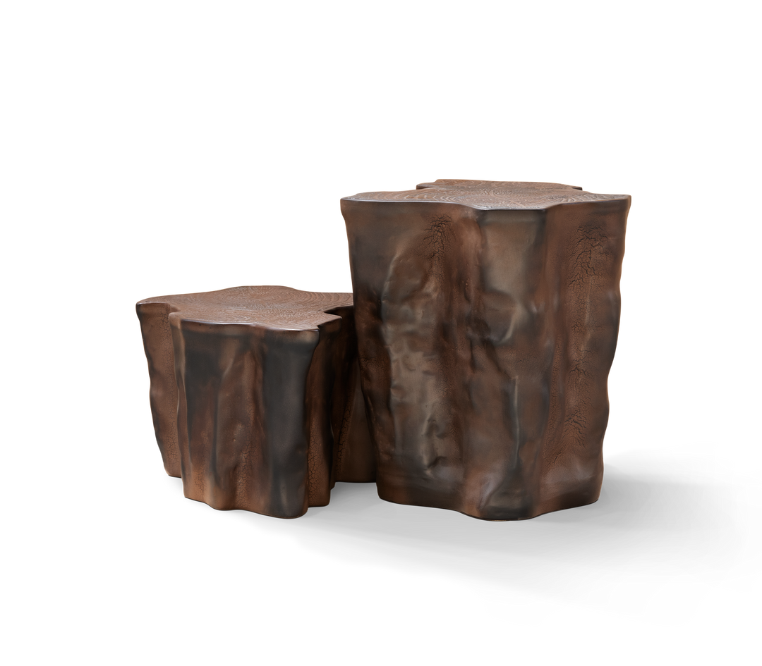 Eden Ceramic Silver Side Table  Boca Do Lobo Dark Brown Ceramic  