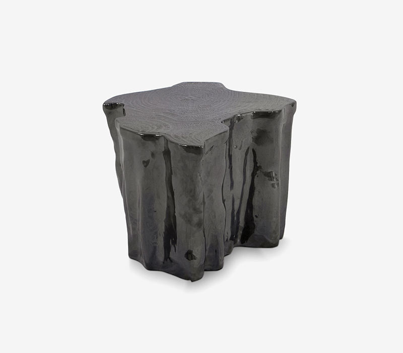 Eden Ceramic Silver Side Table  Boca Do Lobo Black Ceramic  