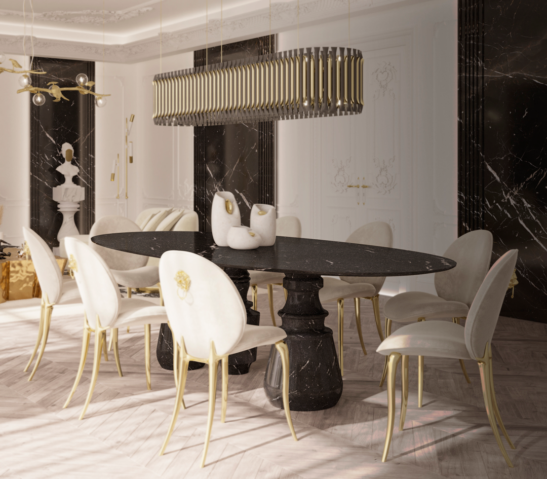 Pietra Oval Xl Nero Marquina Dining Table  Boca Do Lobo   