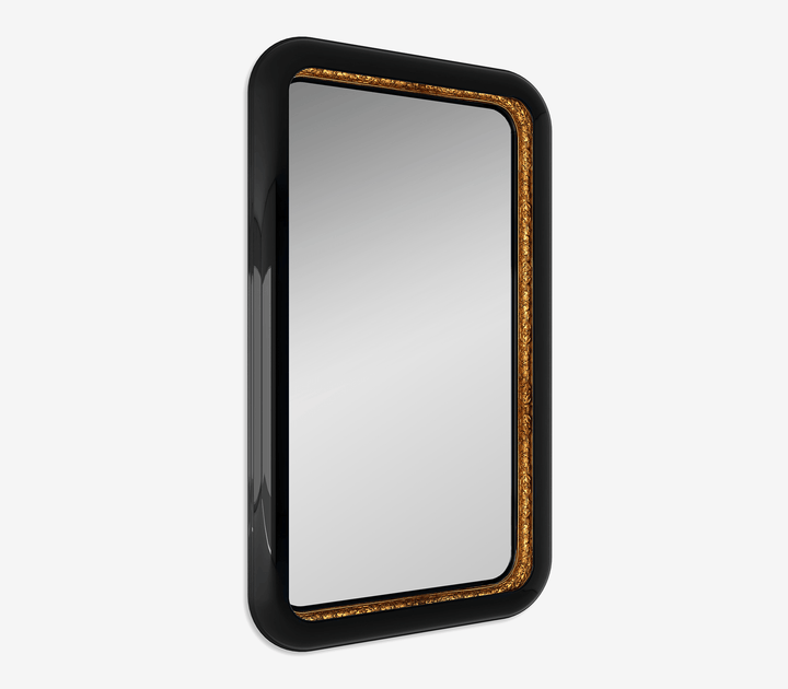 Ring Rectangular Mirror  Boca Do Lobo Black Lacquer  