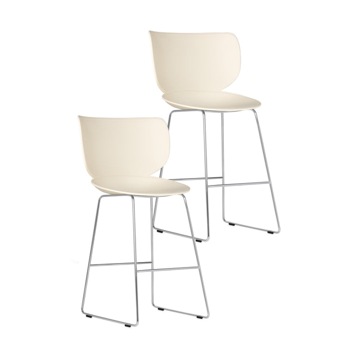 Hana Stool (Set of 2) Furniture Moooi Oyster White Chrome Counter: 26 in height