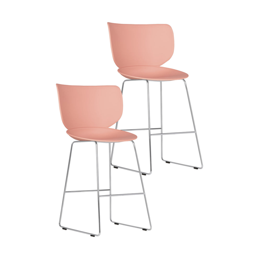 Hana Stool (Set of 2) Furniture Moooi Dusty Pink Chrome Counter: 26 in height