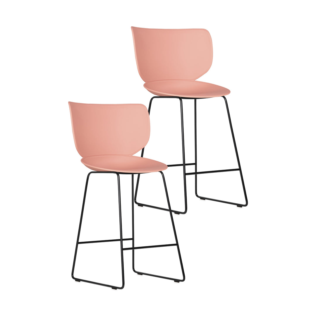 Hana Stool (Set of 2) Furniture Moooi Dusty Pink Black Counter: 26 in height