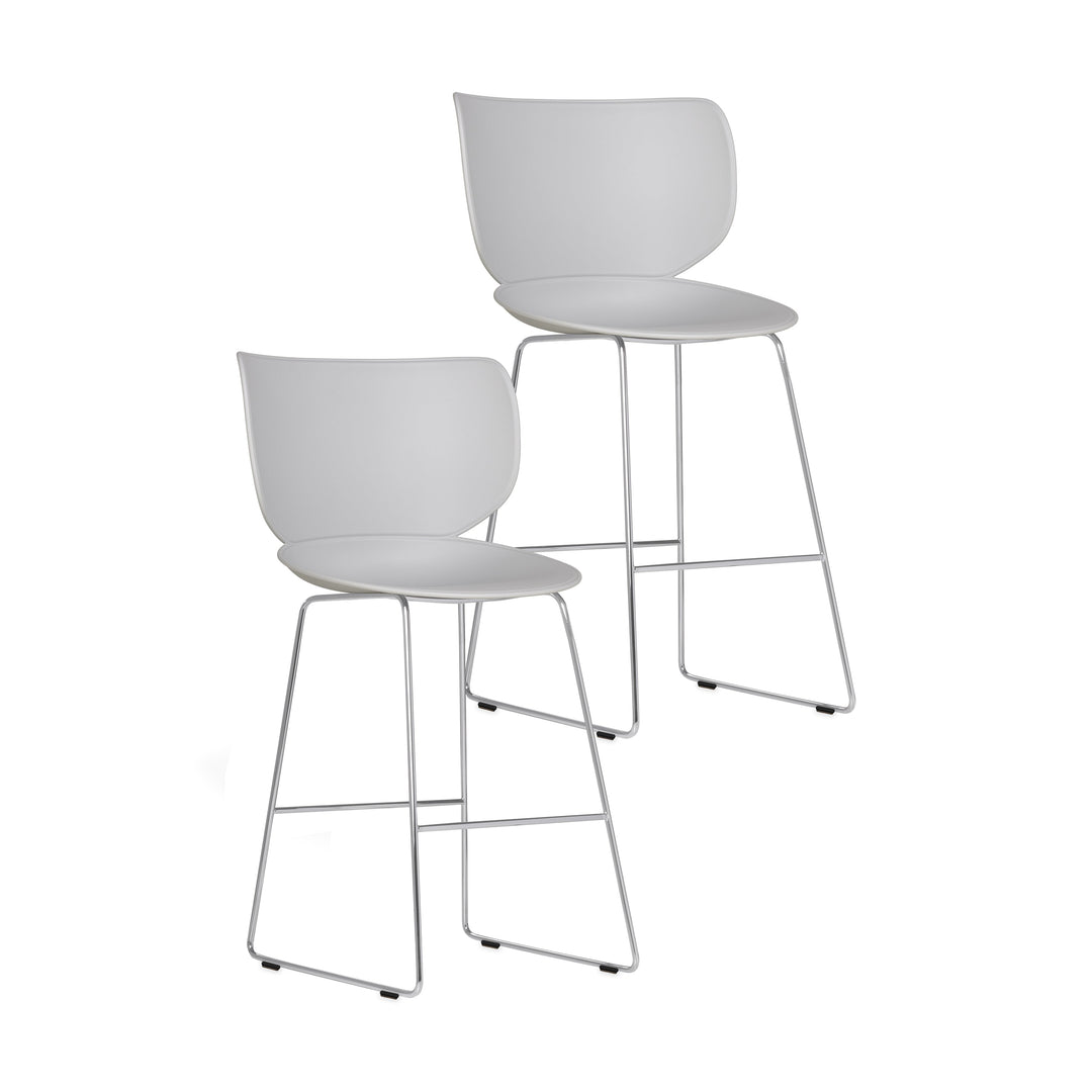 Hana Stool (Set of 2) Furniture Moooi Concrete Grey Chrome Counter: 26 in height