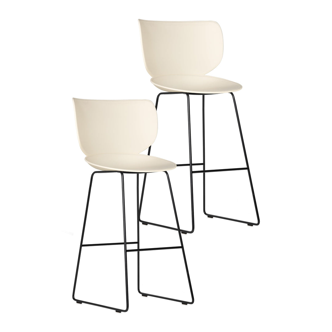 Hana Stool (Set of 2) Furniture Moooi Oyster White Black Bar: 29.9 in height